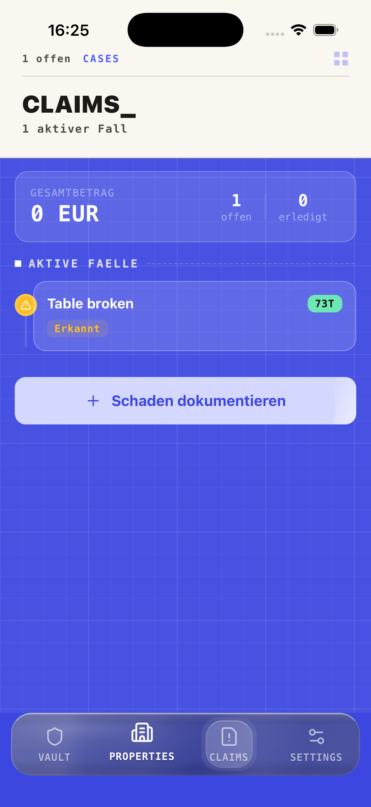 HostProof claims tab showing an active Airbnb damage case