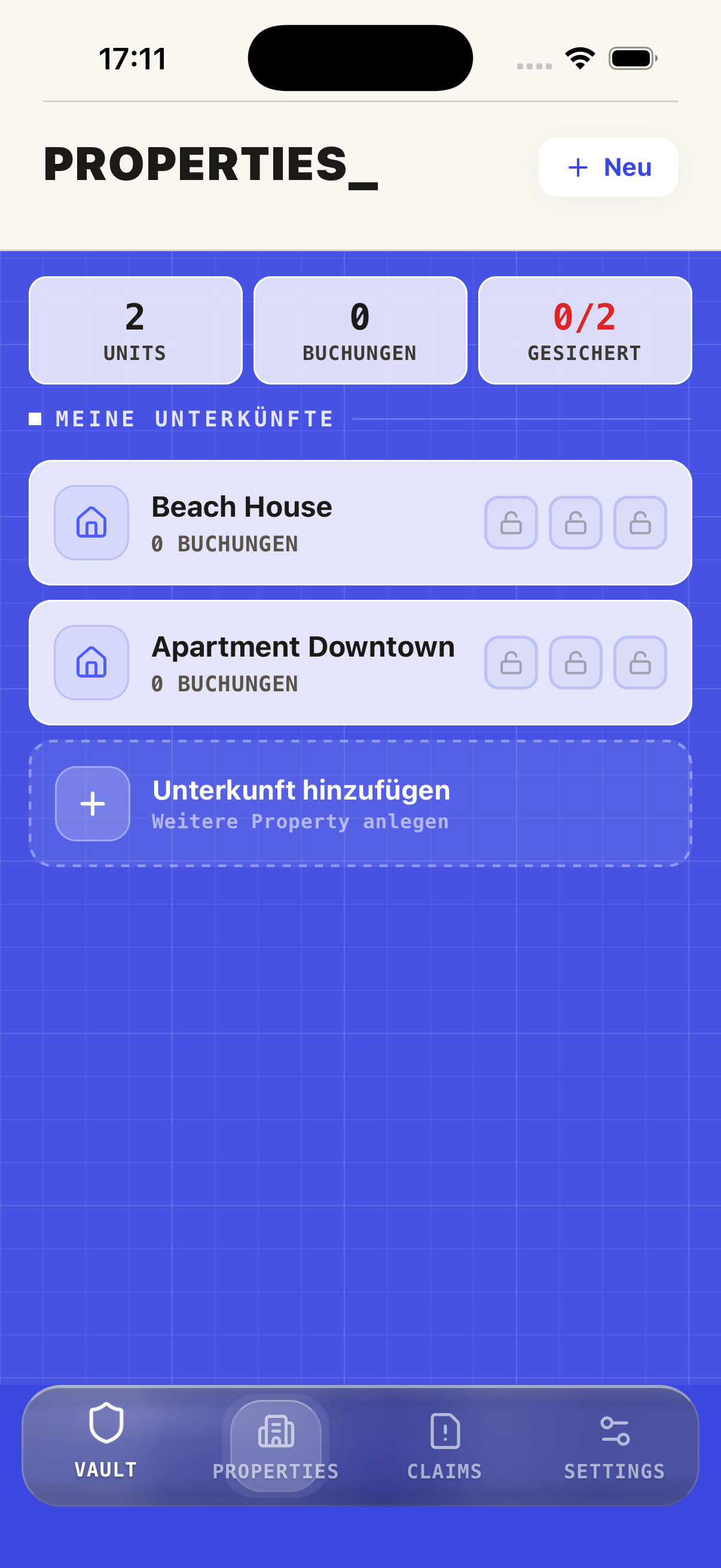 HostProof properties tab with 0 of 2 properties secured